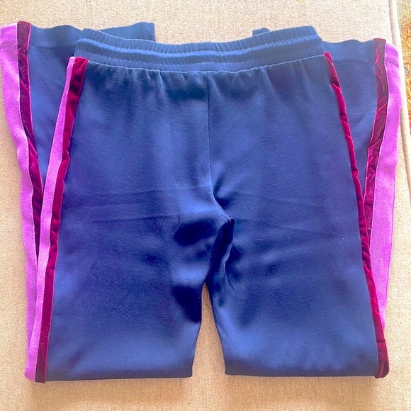 Sandro Paris Navy Joggers | Satin | Side Stripe Pants | Size S | Luxe Athleisure - Picture 5 of 7